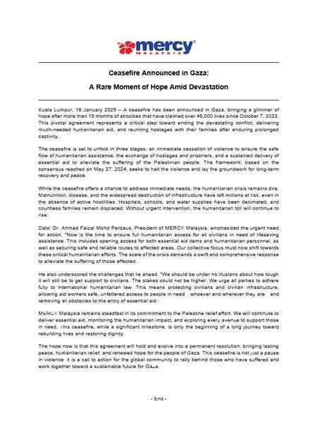 Ceasefire announced in gaza - a rare moment of hope amid devastation